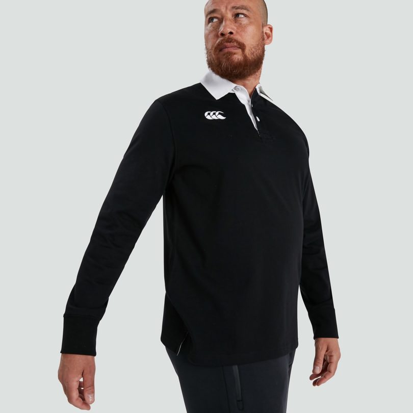 Поло мужское Canterbury mens long sleeved retro jersey blacknew продажа